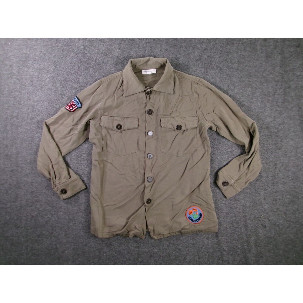 Dance and Marvel Shirt Womens Small Olive Green Button Up Route 66 California